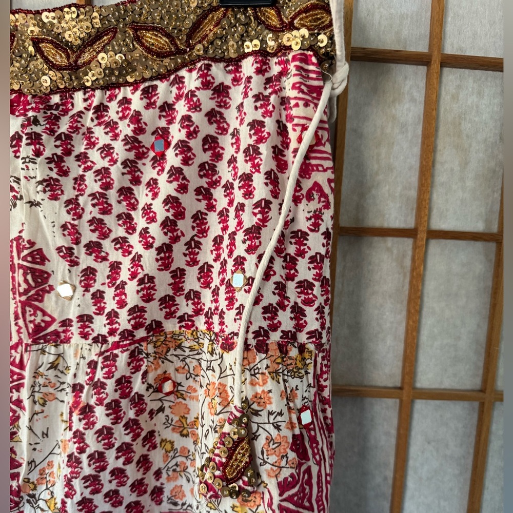 Forever 21 Pink and Red Tiered A-Line Midi Skirt - Picture 2 of 6